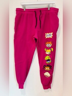 Women’s Rugrats Nickelodeon Cartoon 90s Hot Pink Fleece Joggers Sweatpants XXL